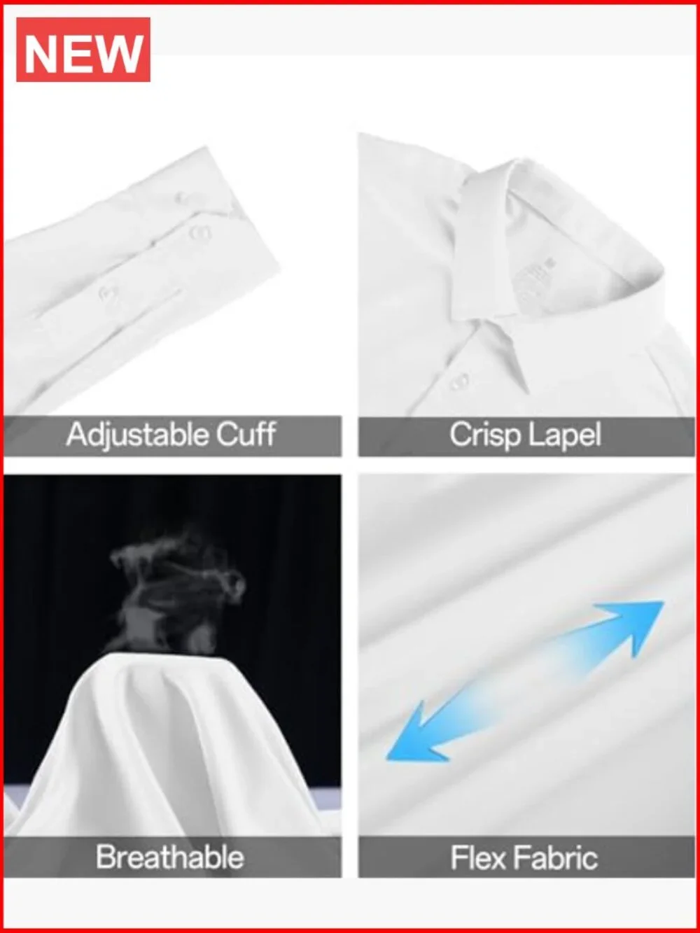 Men's Cotton Blend Button Down Dress Shirt Wrinkle Free Regular Fit Long Sleeve - Picture 6 of 7